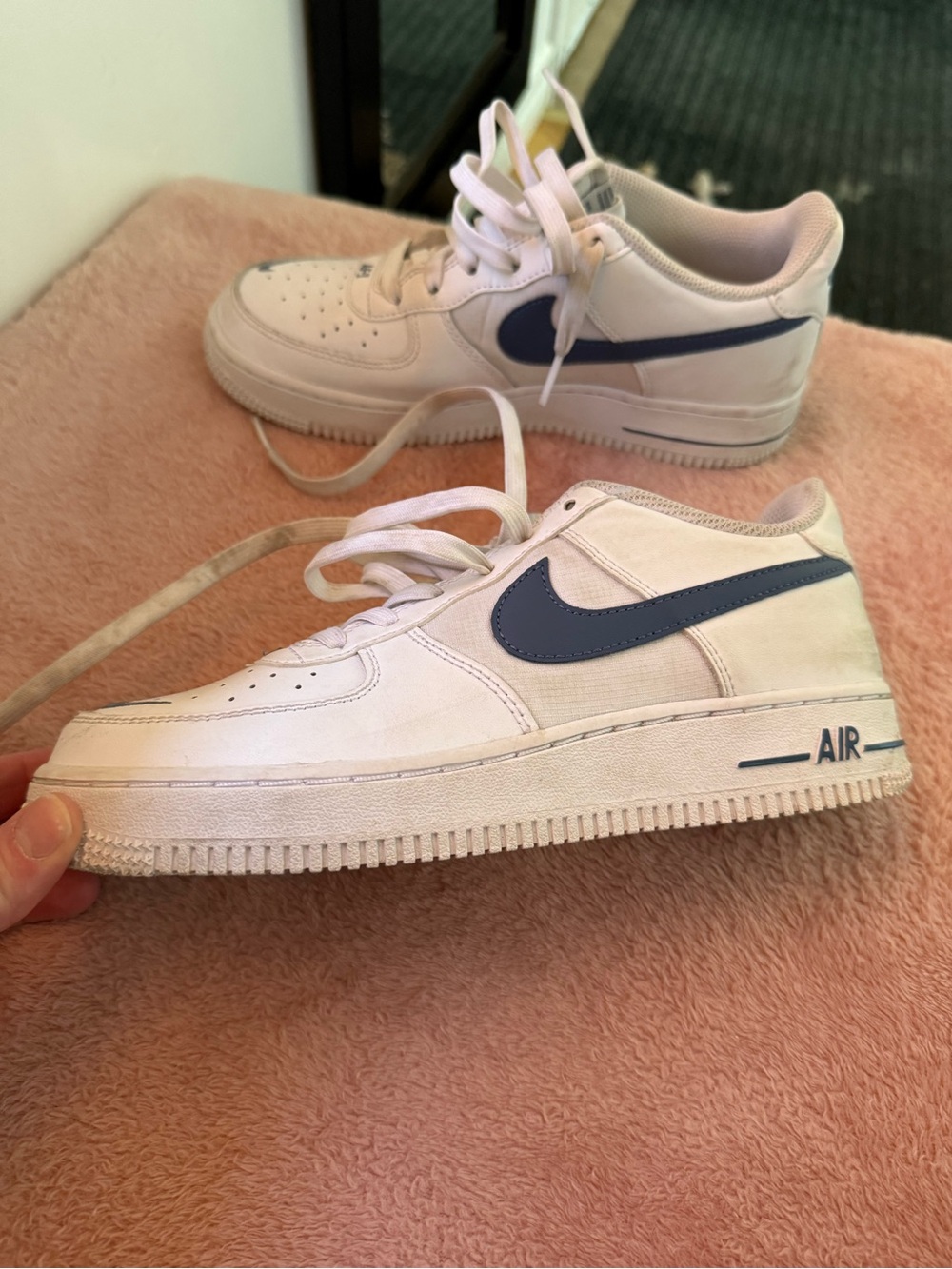 Nike Women's White Sneakers with Navy Accents - Picture 3 of 3